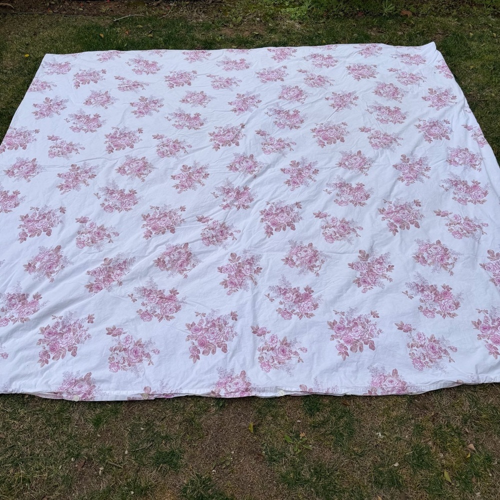 Simply Shabby Chic Blush Bouquet Reversible King Duvet Cover Pink Rose HTF FLAWS